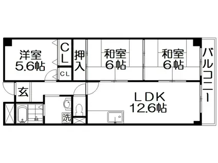 ASTICASADA アスティック アサダ(3LDK/2階)の間取り写真
