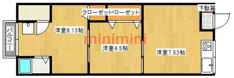 Kハイツ(2DK/2階)の間取り写真