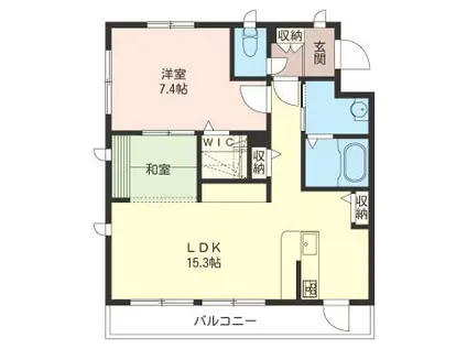 SHM メゾン・ブランシェ II(1SLDK/2階)の間取り写真