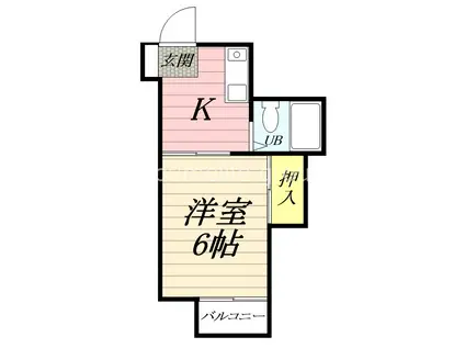 鈴川ハイツ II(ワンルーム/2階)の間取り写真