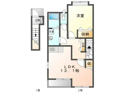 ネオハイム(1LDK/2階)の間取り写真