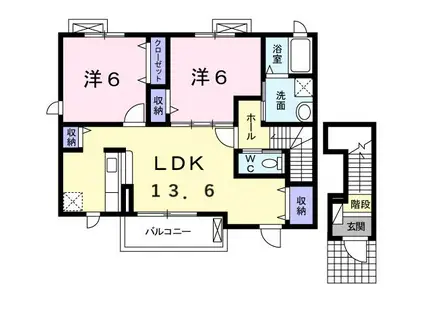 セレノ アルドーレ I(2LDK/2階)の間取り写真