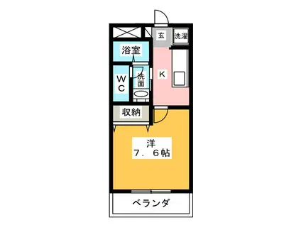 プチカーサ(1K/1階)の間取り写真