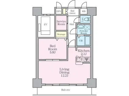 LIVE・TOPIA八王子(1SLDK/10階)の間取り写真