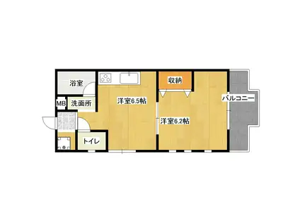 ラフィーネ佐貫中央B(1DK/2階)の間取り写真