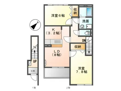 ウェルビング佐久平(2LDK/2階)の間取り写真