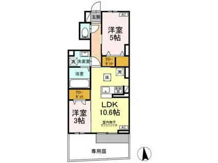 D-ROOM八本松東(2LDK/1階)の間取り写真