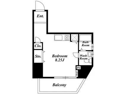 ベルファース東麻布(ワンルーム/5階)の間取り写真