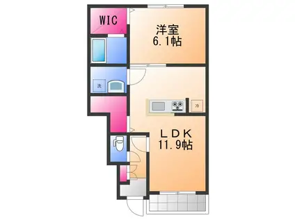 LIVREI(1LDK/1階)の間取り写真