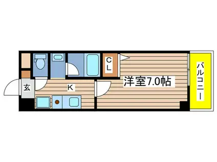 コンドミニオ内田橋(1K/6階)の間取り写真