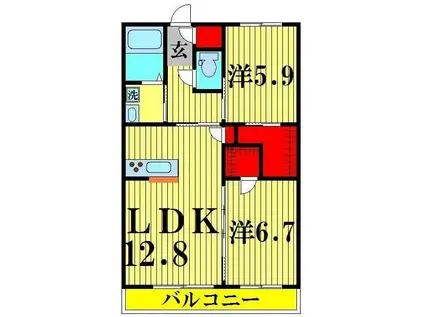 リラフォート豊四季(2LDK/3階)の間取り写真