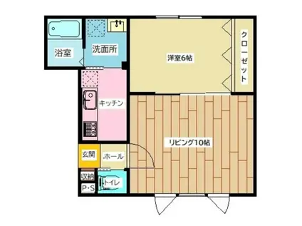 滝川市東町2丁目1LDKアパートB棟(1LDK/2階)の間取り写真