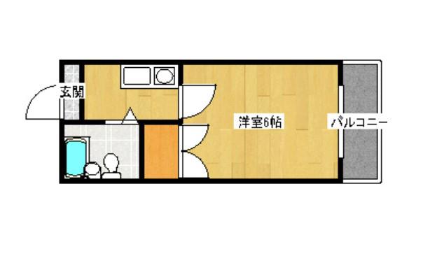 メゾン鹿籠(1K/2階)の間取り写真