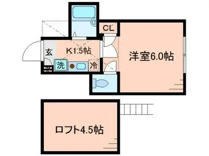 マーキュリー平井(1K/1階)の間取り写真