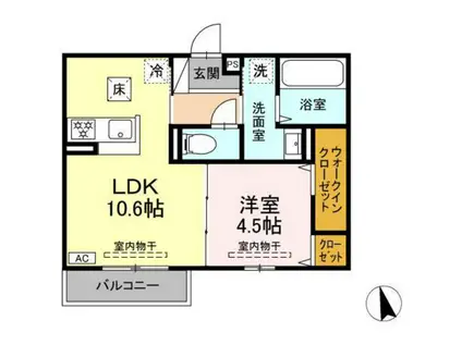 ヒルズスクエア(1LDK/1階)の間取り写真