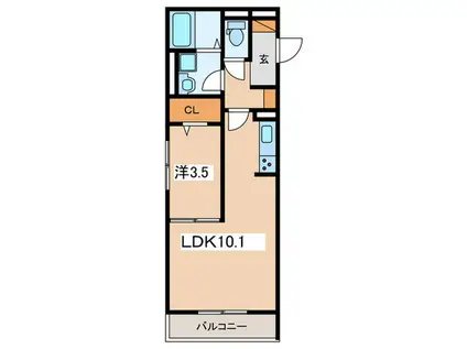 D‐ROOM浜町(1LDK/1階)の間取り写真