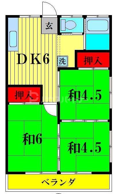 横須賀ハイツ(3DK/2階)の間取り写真