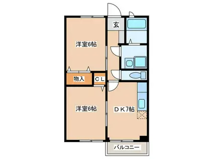 フェリース(2DK/2階)の間取り写真