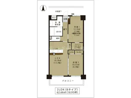 I・セレーノ姪浜駅南(2LDK/7階)の間取り写真
