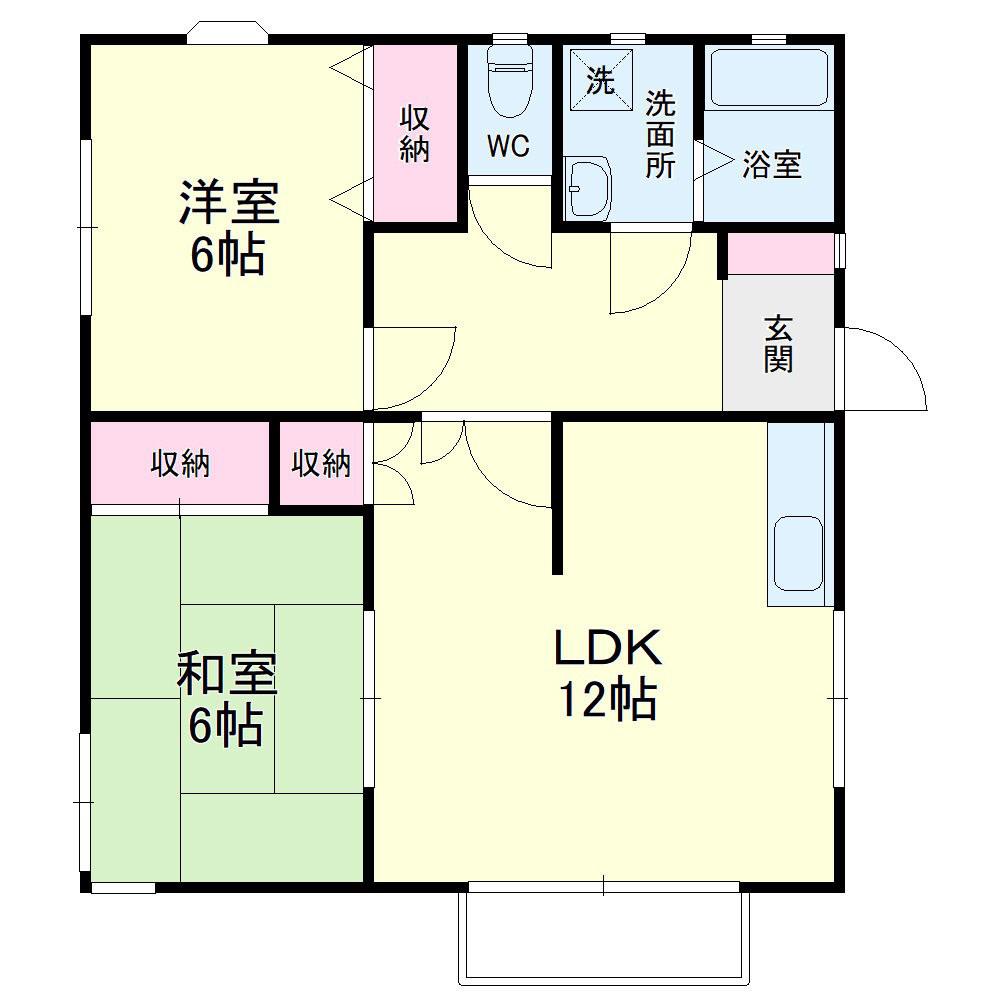 フラットサード(2LDK/2階)の間取り写真