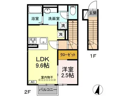 ADESSO東銀座(1LDK/2階)の間取り写真