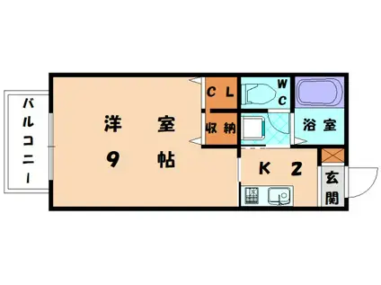 橘倶楽部 四番館(1K/2階)の間取り写真