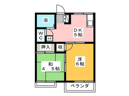 リヴェールK2(2DK/2階)の間取り写真