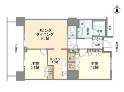 豊洲シエルタワー(2LDK/14階)の間取り写真