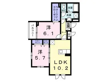 フォレスト クレーン(2LDK/2階)の間取り写真