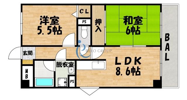 ヴィラシャトー(2LDK/4階)の間取り写真