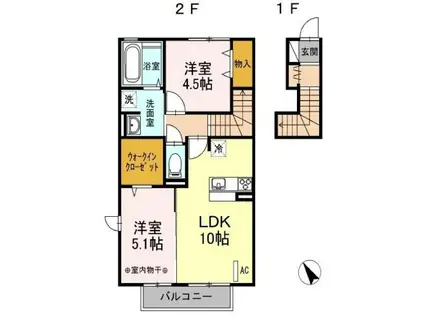 パストラルB(2LDK/2階)の間取り写真