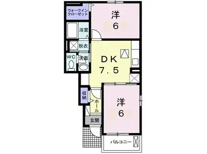 フィールドビーチ アマナ II(2DK/1階)の間取り写真