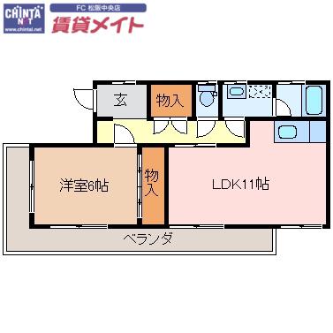 南町マンション(1LDK/2階)の間取り写真