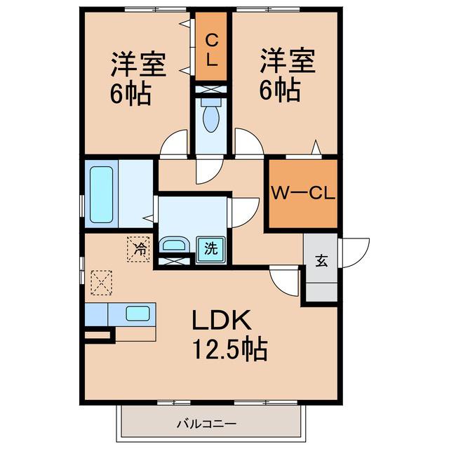 メゾン・モンテリベールII(2LDK/1階)の間取り写真