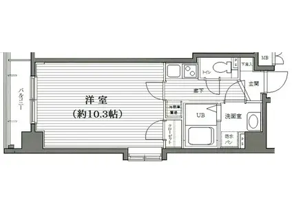 ガーラ元浅草(1K/6階)の間取り写真