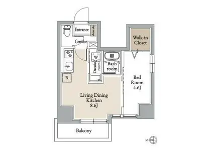 グランカーサ住吉II(1LDK/5階)の間取り写真