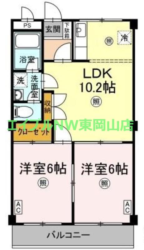 クレヴァー(2LDK/2階)の間取り写真