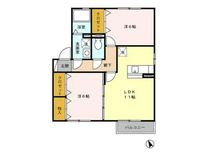 クレールSAGA(2LDK/2階)の間取り写真