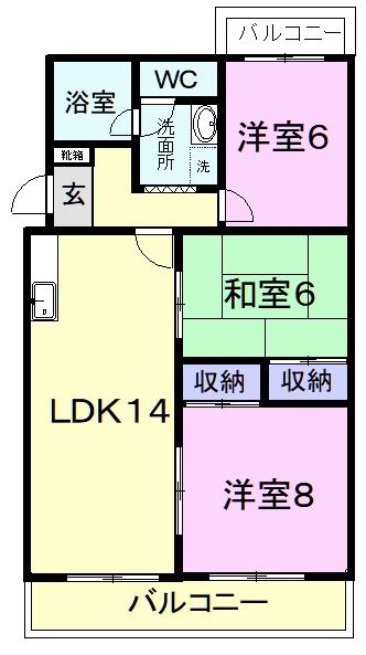 グレイス五番館(3LDK/4階)の間取り写真