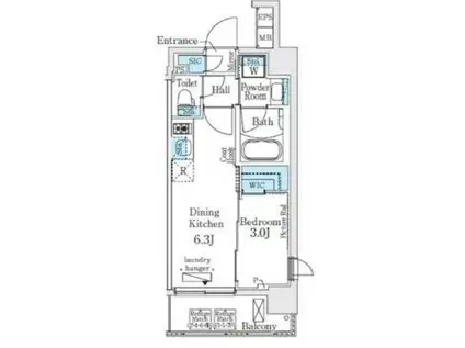 イプセ住吉(1DK/6階)の間取り写真