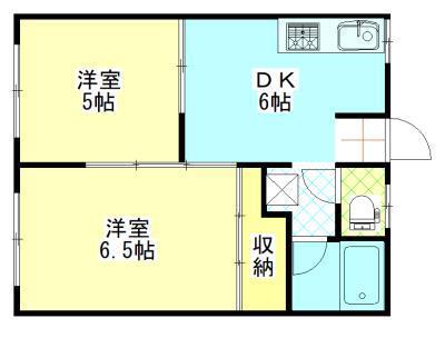 コーポ山崎(2DK/2階)の間取り写真