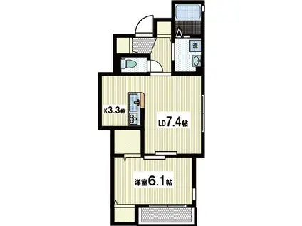 -カーサエスタシオン-(1LDK/2階)の間取り写真