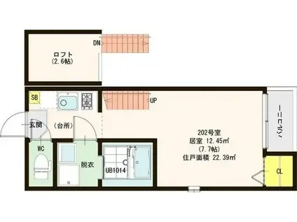 ハーモニーテラス幕張町(1K/1階)の間取り写真