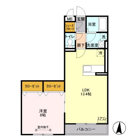 ウィステリア(1LDK/3階)の間取り写真