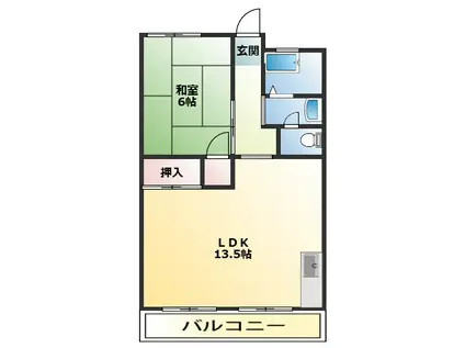 三沢ビル(1LDK/4階)の間取り写真