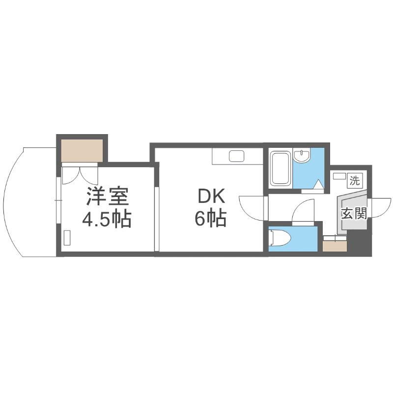 菊水コート(1DK/6階)の間取り写真