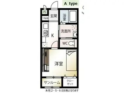 ラ・ルーチェ山居II(1K/3階)の間取り写真