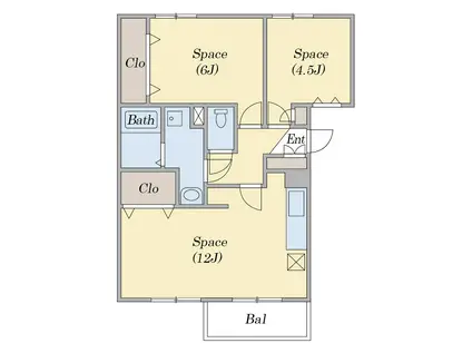 ポレール伊川 (2LDK/2階)の間取り写真