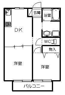 サンダーハイツA(2DK/2階)の間取り写真