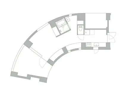天神町PLACE2025年1月 JIA優秀建築賞受賞他堂々の受賞歴(ワンルーム/1階)の間取り写真